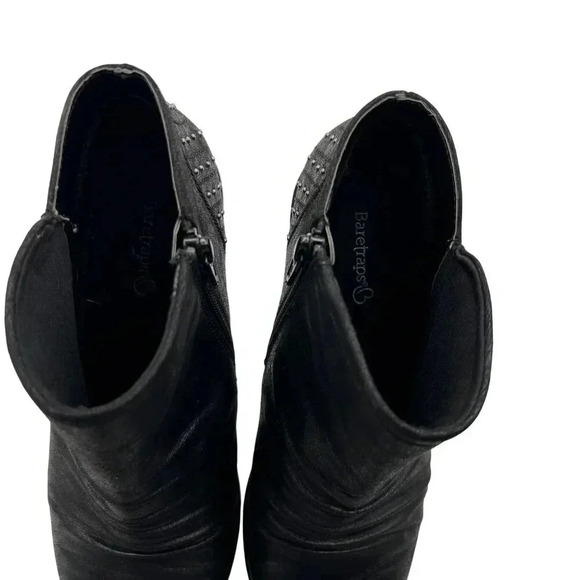 BareTraps Gericka Black Boots Studded Women 8.5M Pointed Toe Ruching  Booties - Picture 10 of 15